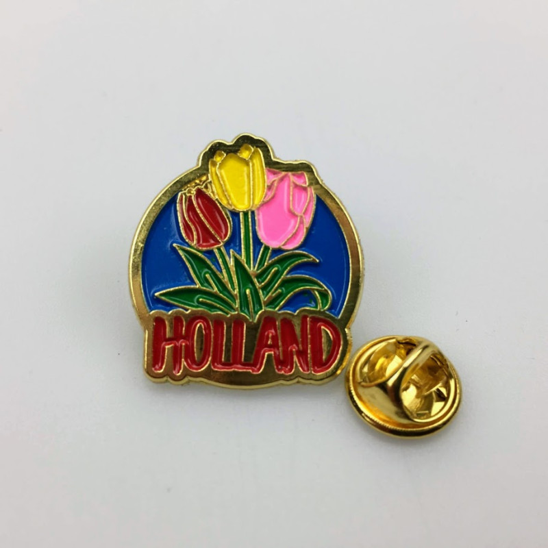 Pin molen met tulpen Holland goud Pin molen met tulpen Holland goud