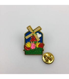 Pin molen met tulpen Holland goud Pin molen met tulpen Holland goud