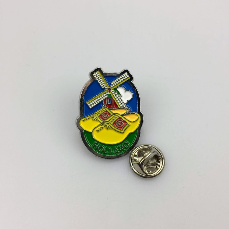 Pin klompen met molen zilver Pin klompen met molen zilver