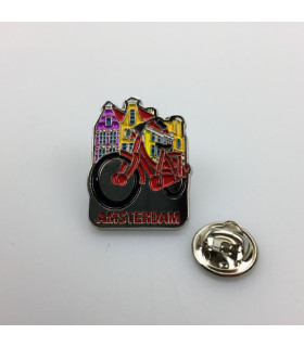 Pin fiets met huisjes Amsterdam zilver Pin fiets met huisjes Amsterdam zilver