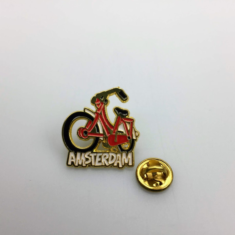 Pin fiets rood Amsterdam goud Pin fiets rood Amsterdam goud