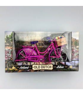 Miniatuurfiets roze met tulpen 23 x 13 cm Miniatuurfiets roze met tulpen 23 x 13 cm