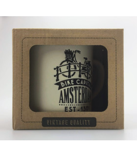 Mok Amsterdam Fiets op brug Creme Mok Amsterdam Fiets op brug Creme