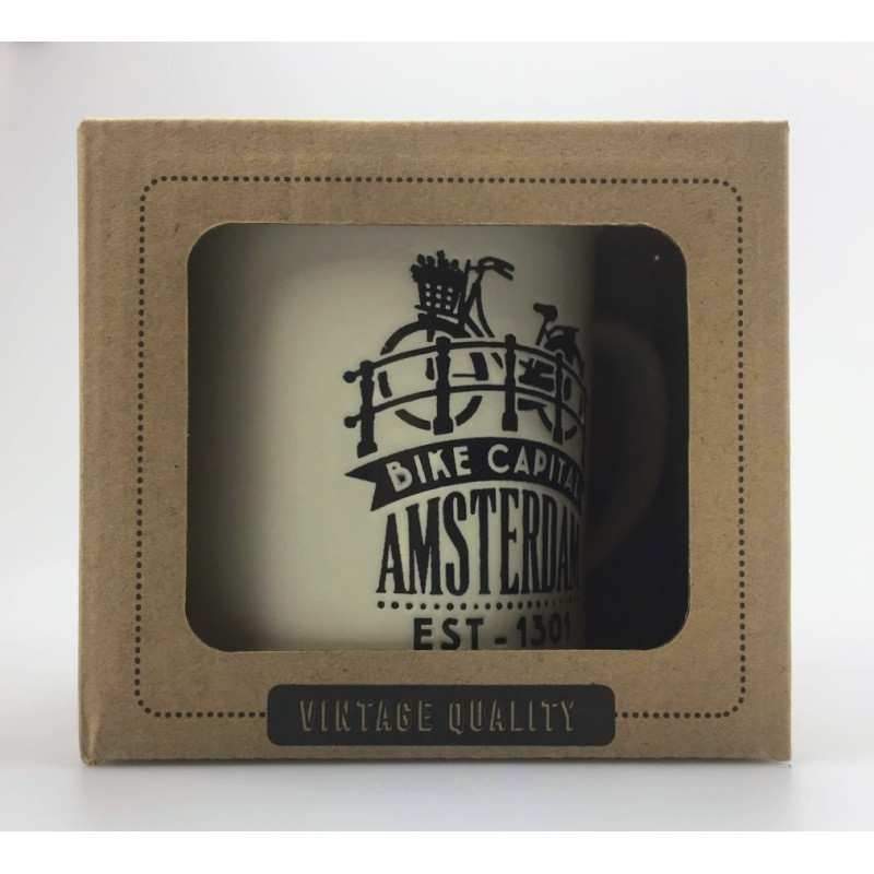 Mok Amsterdam Fiets op brug Creme Mok Amsterdam Fiets op brug Creme