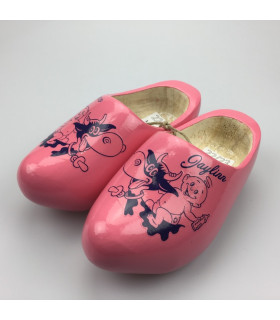 [Geboorte] klompjes met naam roze met koe-decor