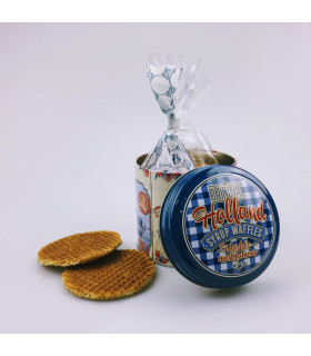 Stroopwafels in blik Holland delftsblauw en rood Stroopwafels in blik Holland delftsblauw en rood