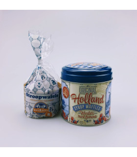 Stroopwafels in blik Holland delftsblauw en rood Stroopwafels in blik Holland delftsblauw en rood