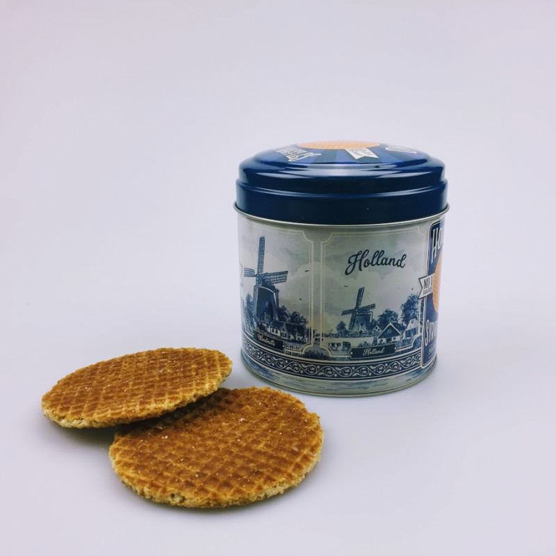Stroopwafels in blik Holland delftsblauw Stroopwafels in blik Holland delftsblauw