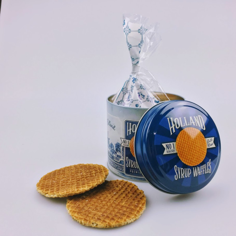 Stroopwafels in blik Holland delftsblauw Stroopwafels in blik Holland delftsblauw