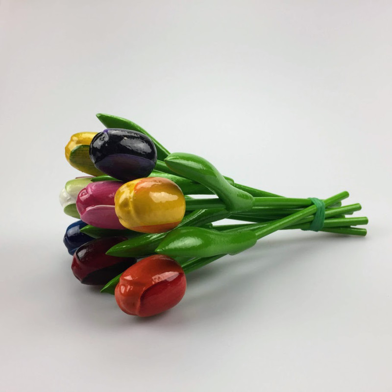 Boeket van 9 houten tulpen 20 cm Multi Color 1 Boeket van 9 houten tulpen 20 cm Multi Color 1