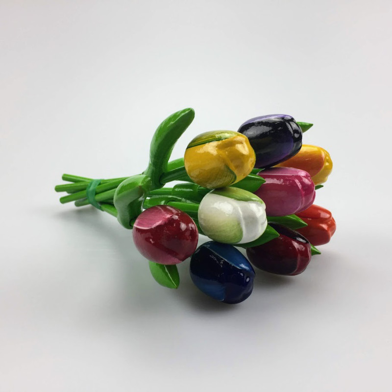 Boeket van 9 houten tulpen 20 cm Multi Color 1 Boeket van 9 houten tulpen 20 cm Multi Color 1