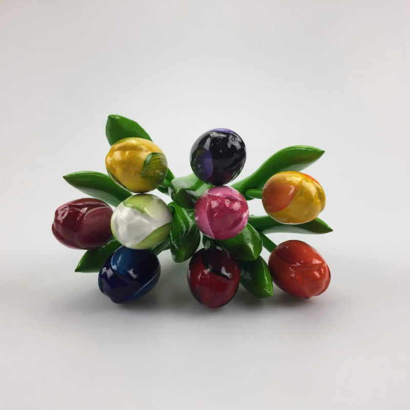 Boeket van 9 houten tulpen 20 cm Multi Color 1 Boeket van 9 houten tulpen 20 cm Multi Color 1