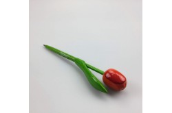 Houten tulp pen oranje-rood