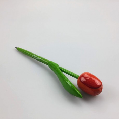 Houten tulp pen oranje-rood
