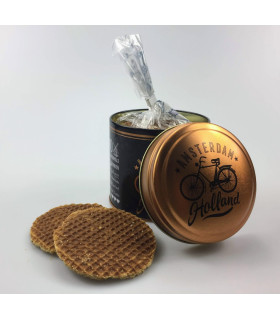 Stroopwafels in blik Amsterdam Holland goud Stroopwafels in blik Amsterdam Holland goud