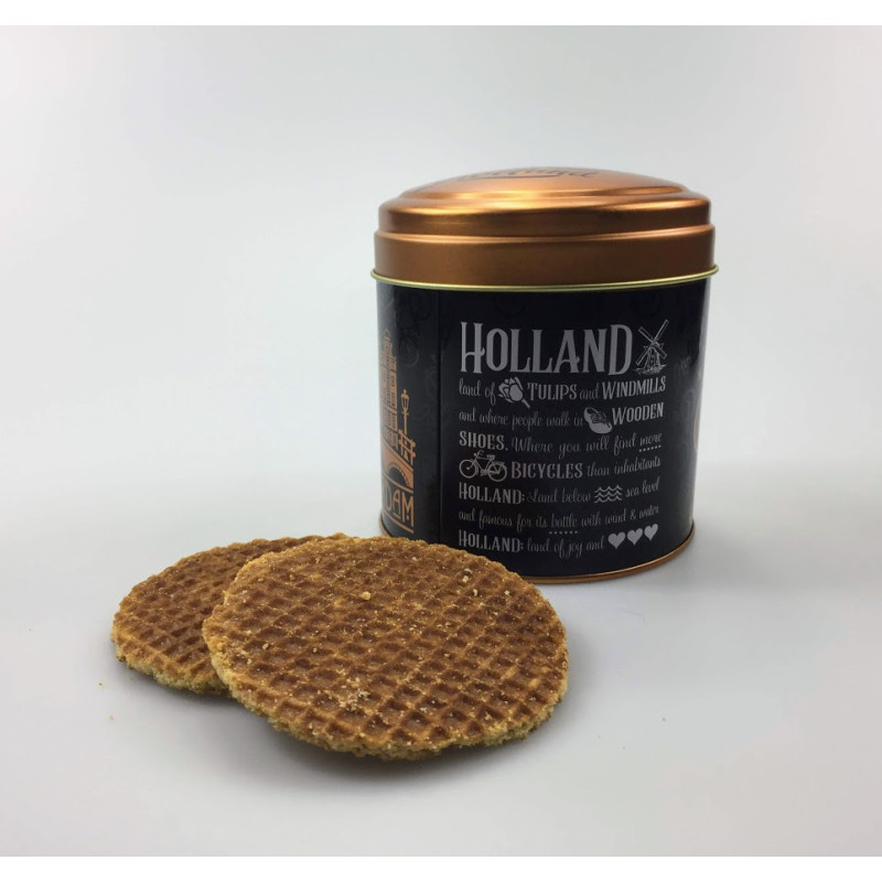 Stroopwafels in blik Amsterdam Holland goud Stroopwafels in blik Amsterdam Holland goud