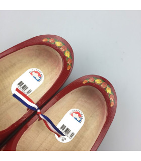 Rode draagklompen met molen en tulpen + sleutelhanger Rode draagklompen met molen en tulpen + sleutelhanger