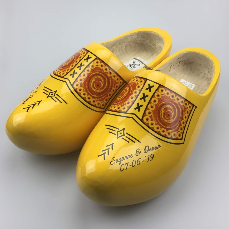 Klompen met naam geel [boerengele uitvoering]