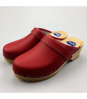 Lederen damesklompen classic rood Lederen damesklompen classic rood
