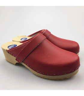 Lederen damesklompen classic rood Lederen damesklompen classic rood