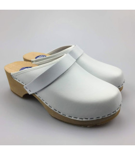 Lederen damesklompen classic wit Lederen damesklompen classic wit