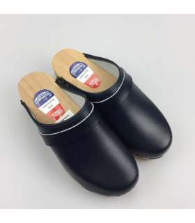 Lederen damesklompen classic blauw Lederen damesklompen classic blauw