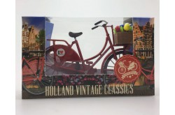 Miniatuurfiets met tulpjes rood Amsterdam 13,5 x 8 cm