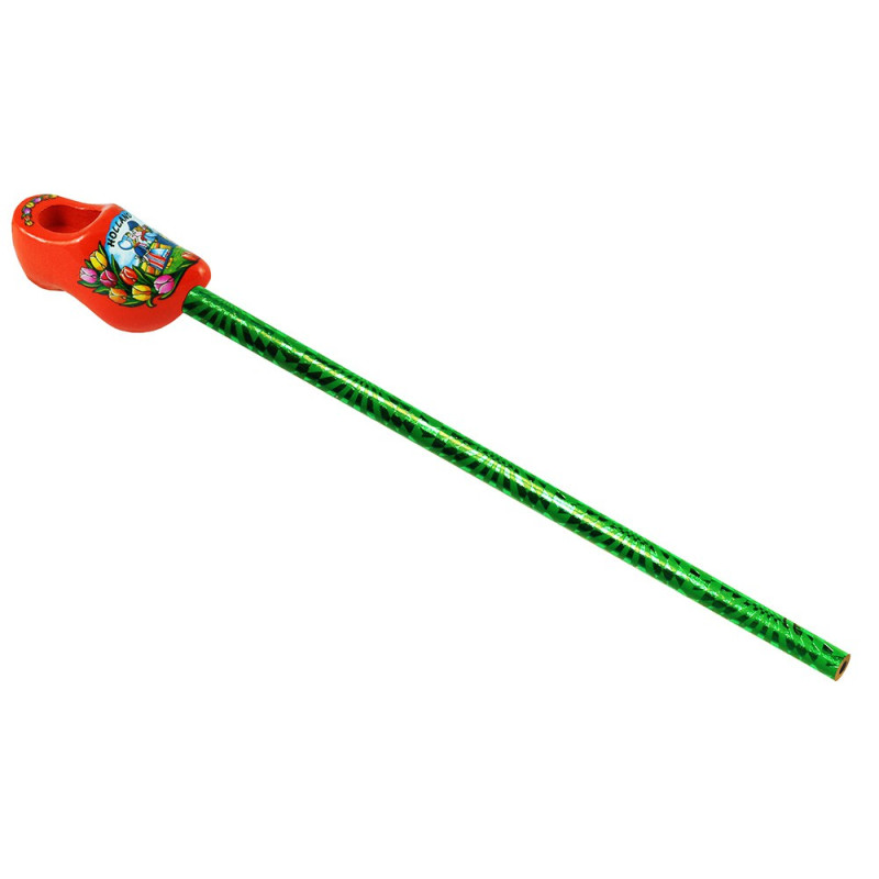 Potlood klompje oranje met molen en tulpen Potlood klompje oranje met molen en tulpen