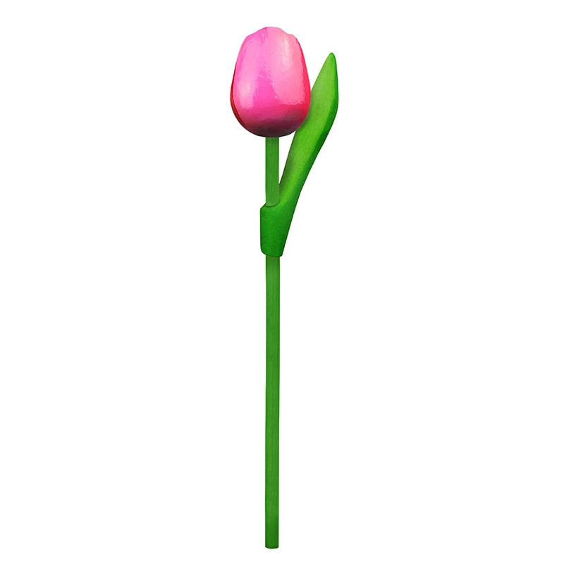 10 stuks Houten tulp op steel 20 cm Pink red 10 stuks Houten tulp op steel 20 cm Pink red