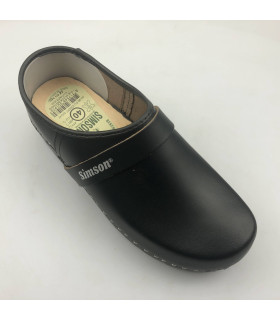 Simson lederen klompen met PU lichtgewicht zool en dichte hiel 