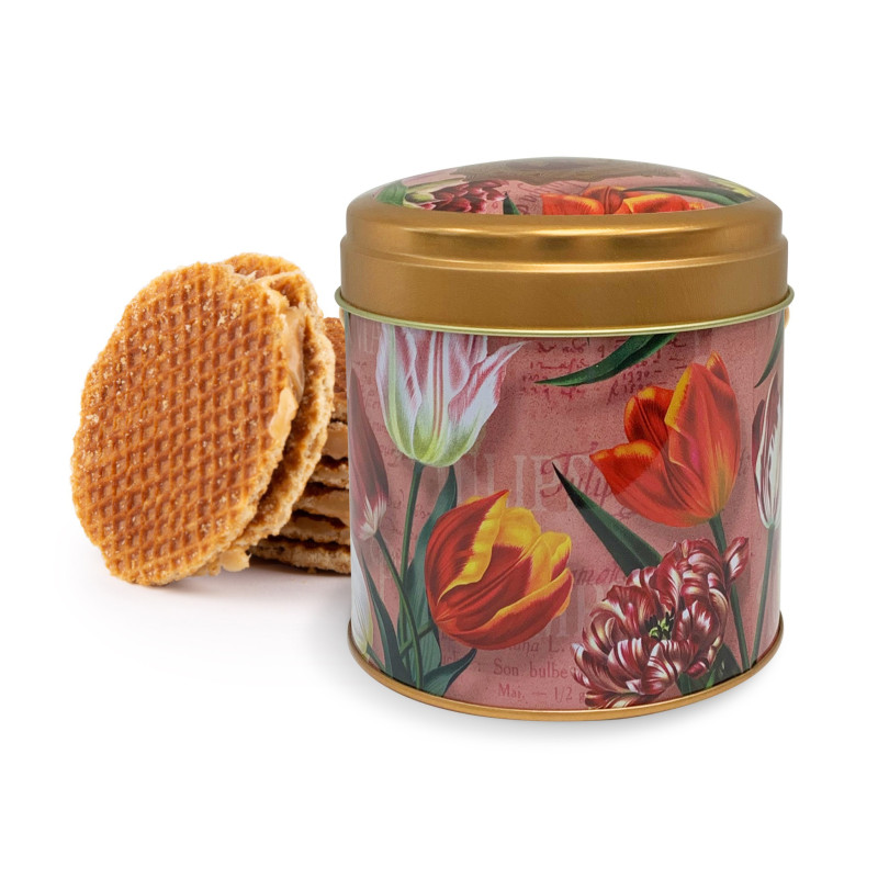 Blik met stroopwafel Amsterdam huisjes fiets vintage Blik met stroopwafel Amsterdam huisjes fiets vintage