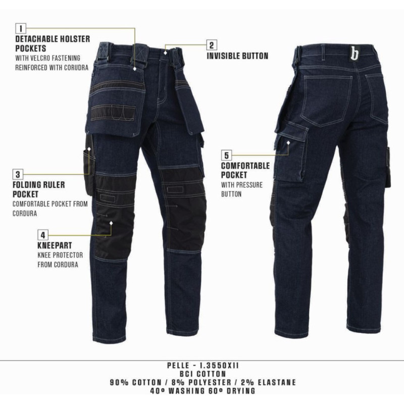 Brams Paris Pelle 1.3550/X11 Holsterpocket Spijkerbroek Brams Paris Pelle 1.3550/X11 Holsterpocket Spijkerbroek