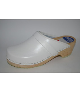 Lederen damesklompen classic wit Lederen damesklompen classic wit