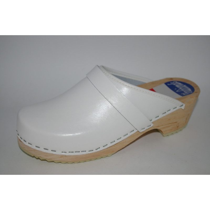 Lederen damesklompen classic wit Lederen damesklompen classic wit