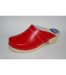 Lederen damesklompen classic rood Lederen damesklompen classic rood