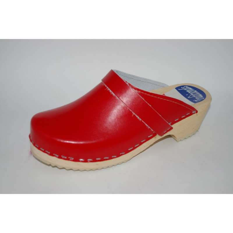 Lederen damesklompen classic rood Lederen damesklompen classic rood