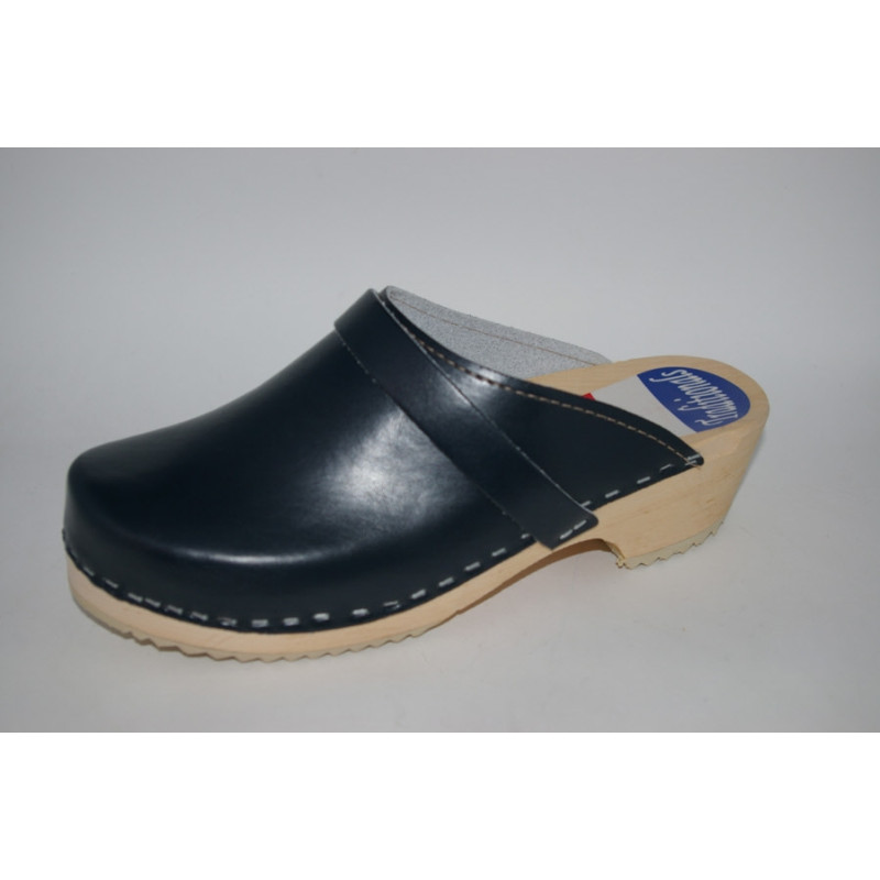 Lederen damesklompen classic blauw Lederen damesklompen classic blauw