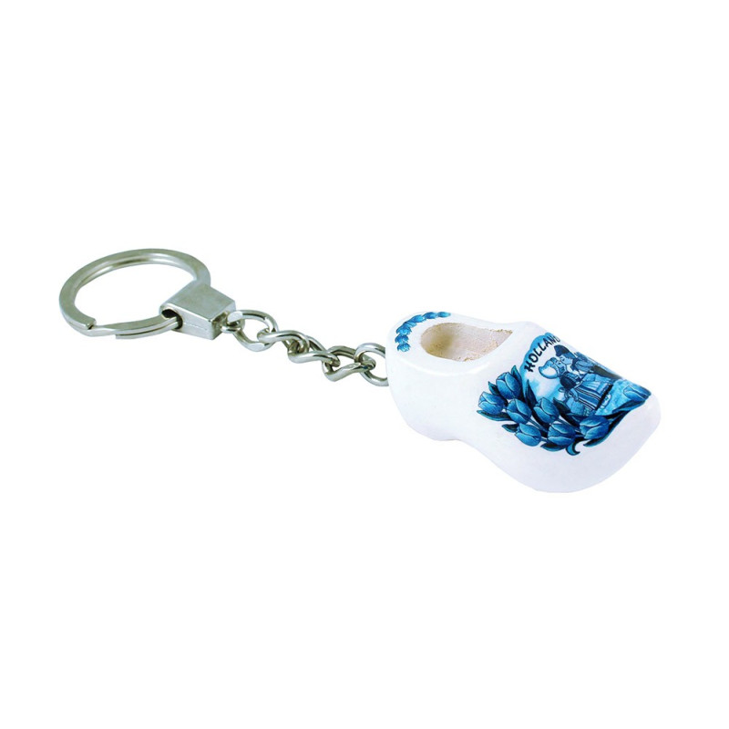 Sleutelhanger met 1 klompje van 4 cm Delfts Blauw