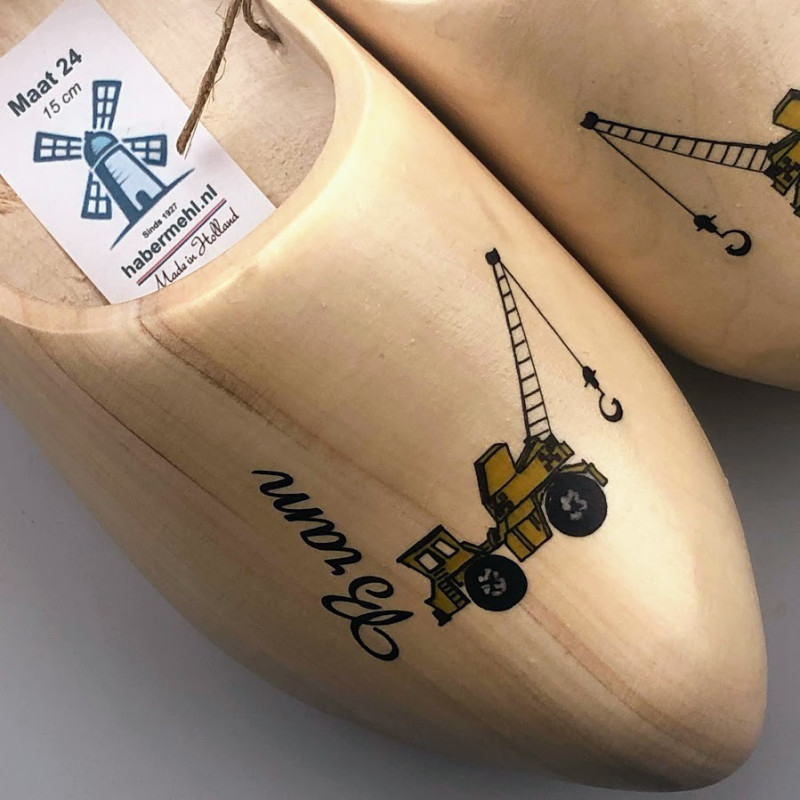 [Geboorte] klompjes met naam blank gelakt met kraan