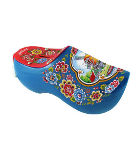 Spaarpotklompje blauw met molen en tulpen