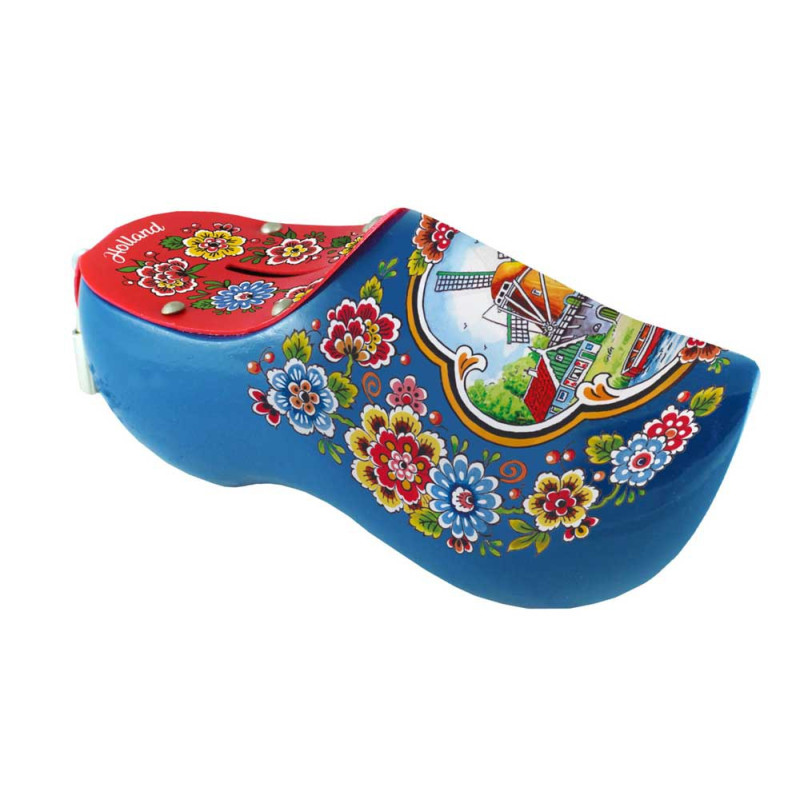 Spaarpotklompje blauw met molen en tulpen Spaarpotklompje blauw met molen en tulpen