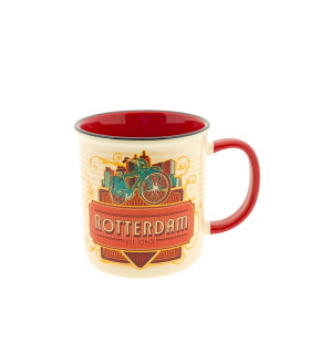 Beker Rotterdam skyline fiets rood