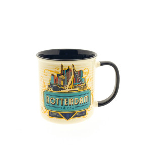 Beker - Mok  Rotterdam skyline blauw incl. luxe geschenkverpakking Beker - Mok  Rotterdam skyline blauw incl. luxe geschenkverpakking