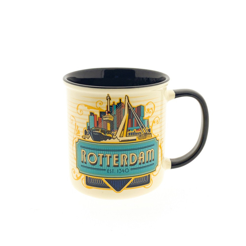 Beker - Mok  Rotterdam skyline blauw incl. luxe geschenkverpakking Beker - Mok  Rotterdam skyline blauw incl. luxe geschenkverpakking