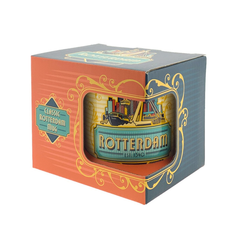 Beker - Mok  Rotterdam skyline blauw incl. luxe geschenkverpakking Beker - Mok  Rotterdam skyline blauw incl. luxe geschenkverpakking