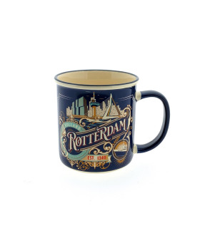 Beker - Mok vintage Rotterdam City Ornaments blauw