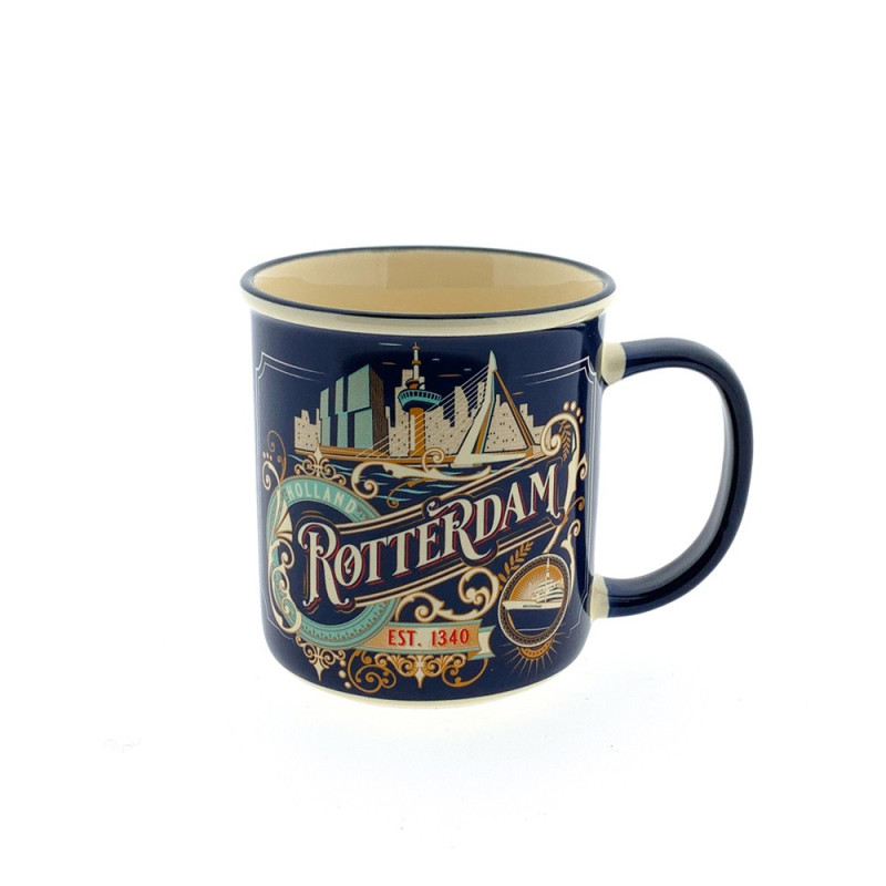 Beker - Mok vintage Rotterdam City Ornaments blauw Beker - Mok vintage Rotterdam City Ornaments blauw