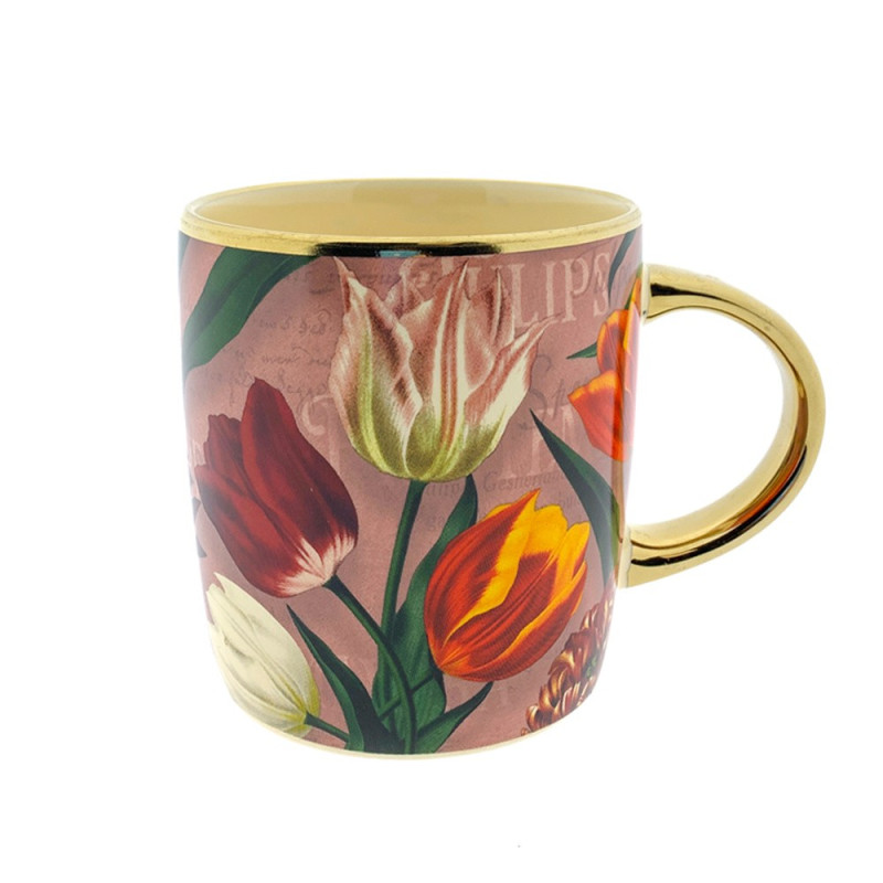 Beker pretty tulips roze/goud incl luxe kadoverpakking Beker pretty tulips roze/goud incl luxe kadoverpakking