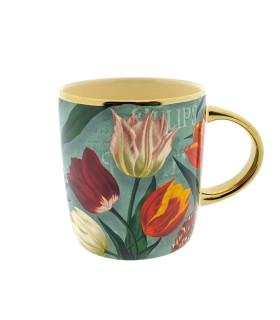 Beker pretty tulips groen/goud incl luxe kadoverpakking Beker pretty tulips groen/goud incl luxe kadoverpakking