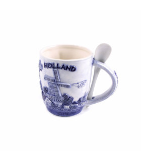 Beker met lepel delfts blauw Holland